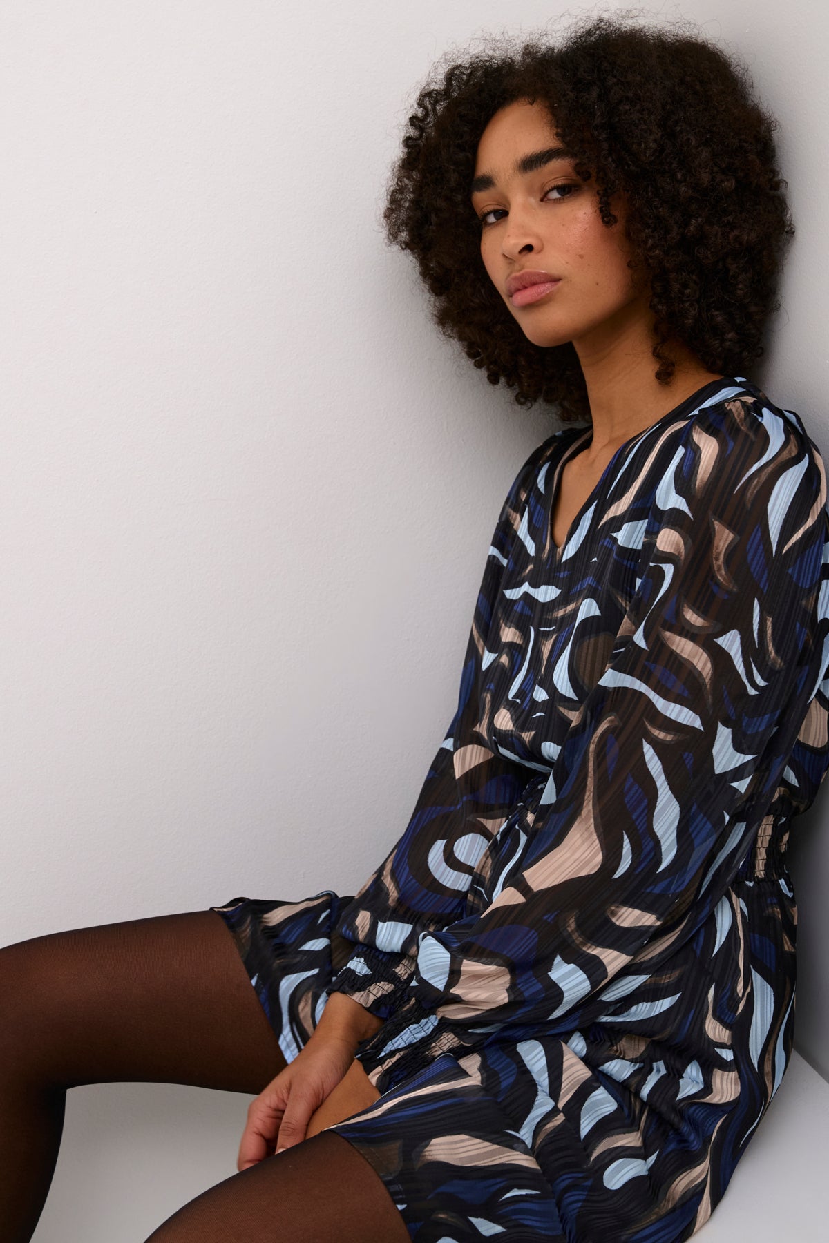 KAmargo Dress - Blue/Grey Abstract