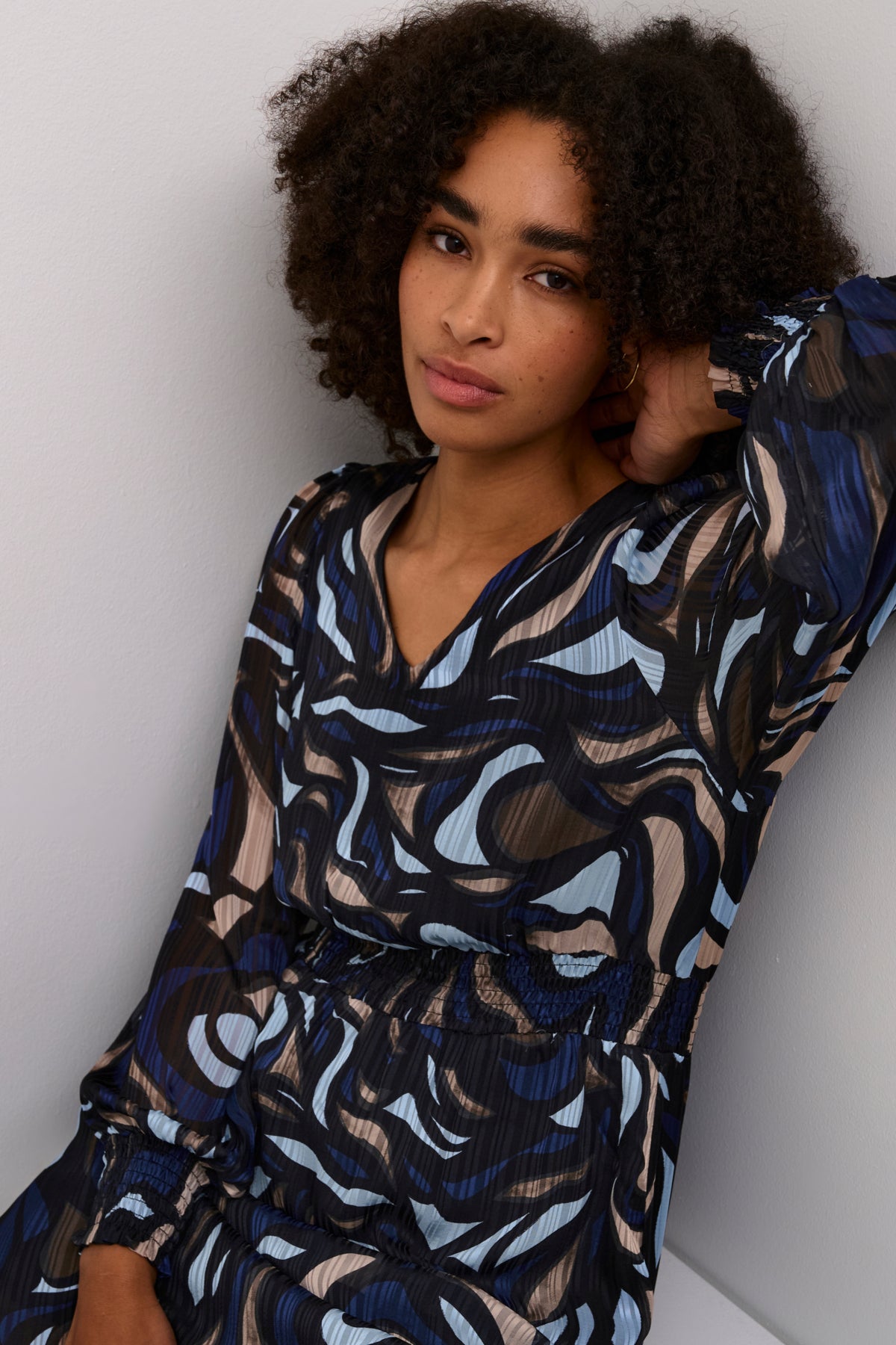 KAmargo Dress - Blue/Grey Abstract