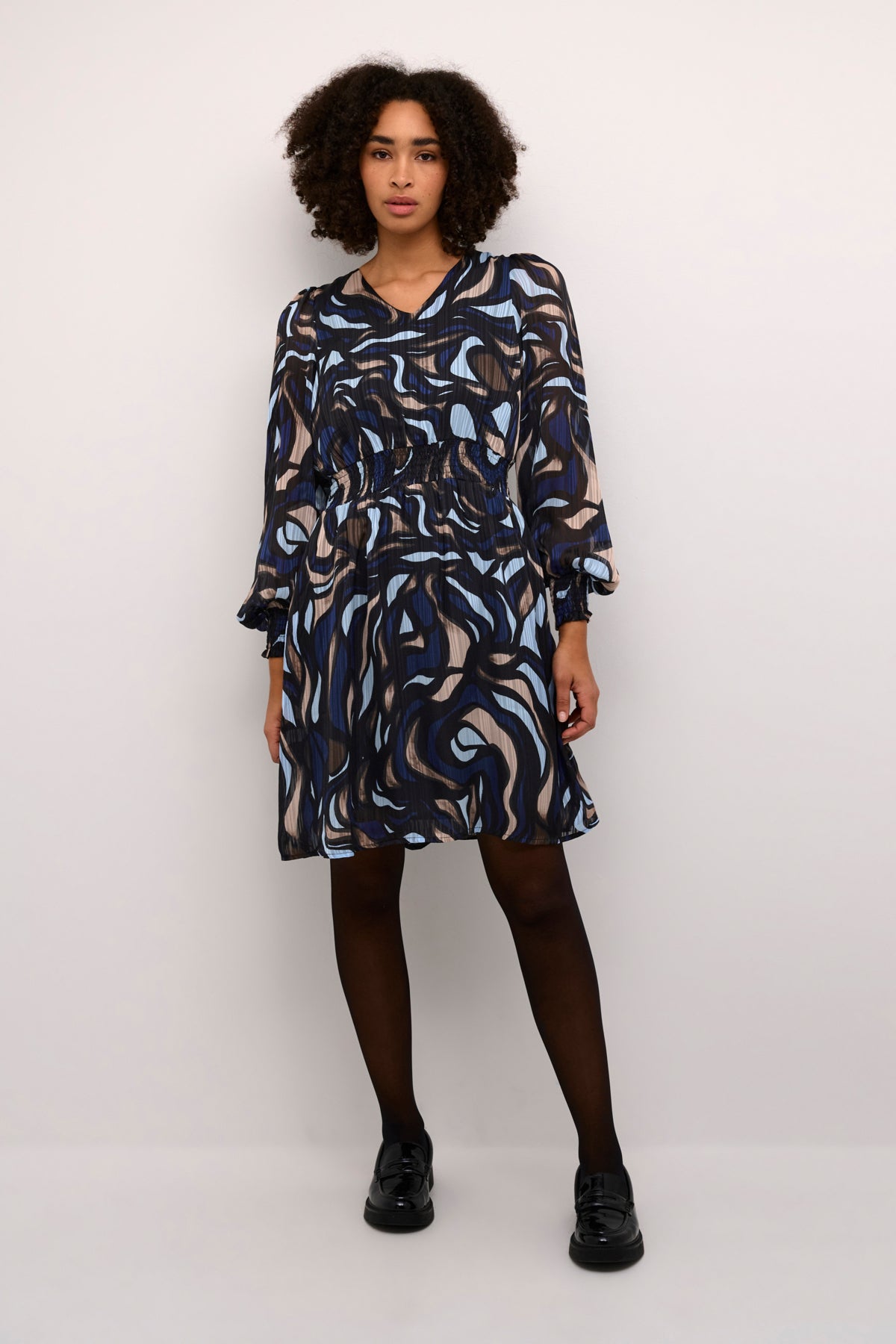 KAmargo Dress - Blue/Grey Abstract
