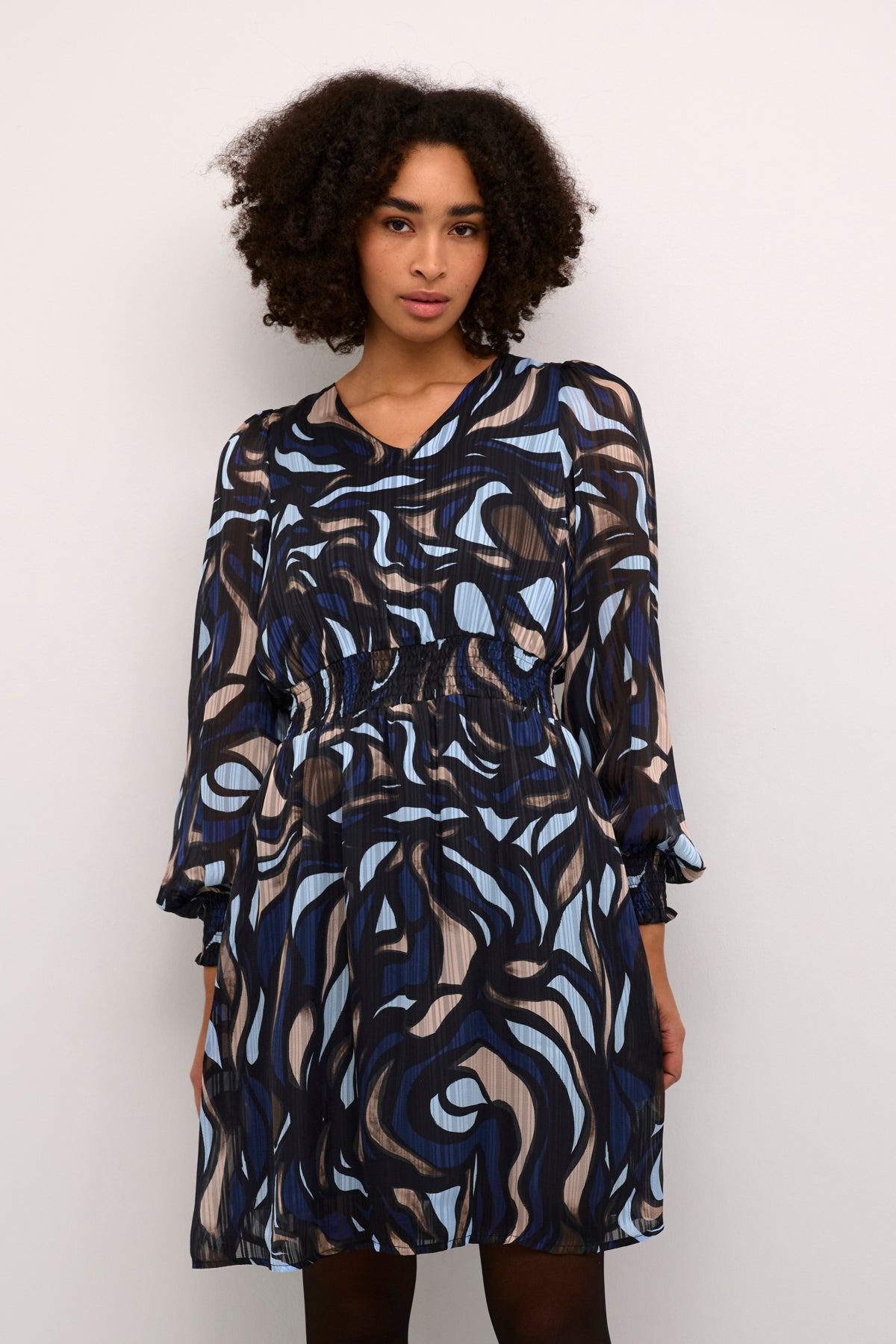 KAmargo Dress - Blue/Grey Abstract