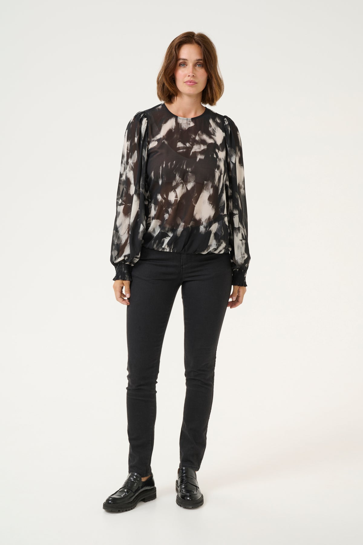 KAaska Blouse - Black/Grey Blurry