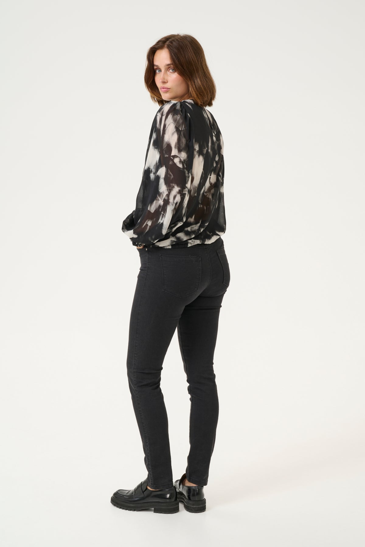 KAaska Blouse - Black/Grey Blurry