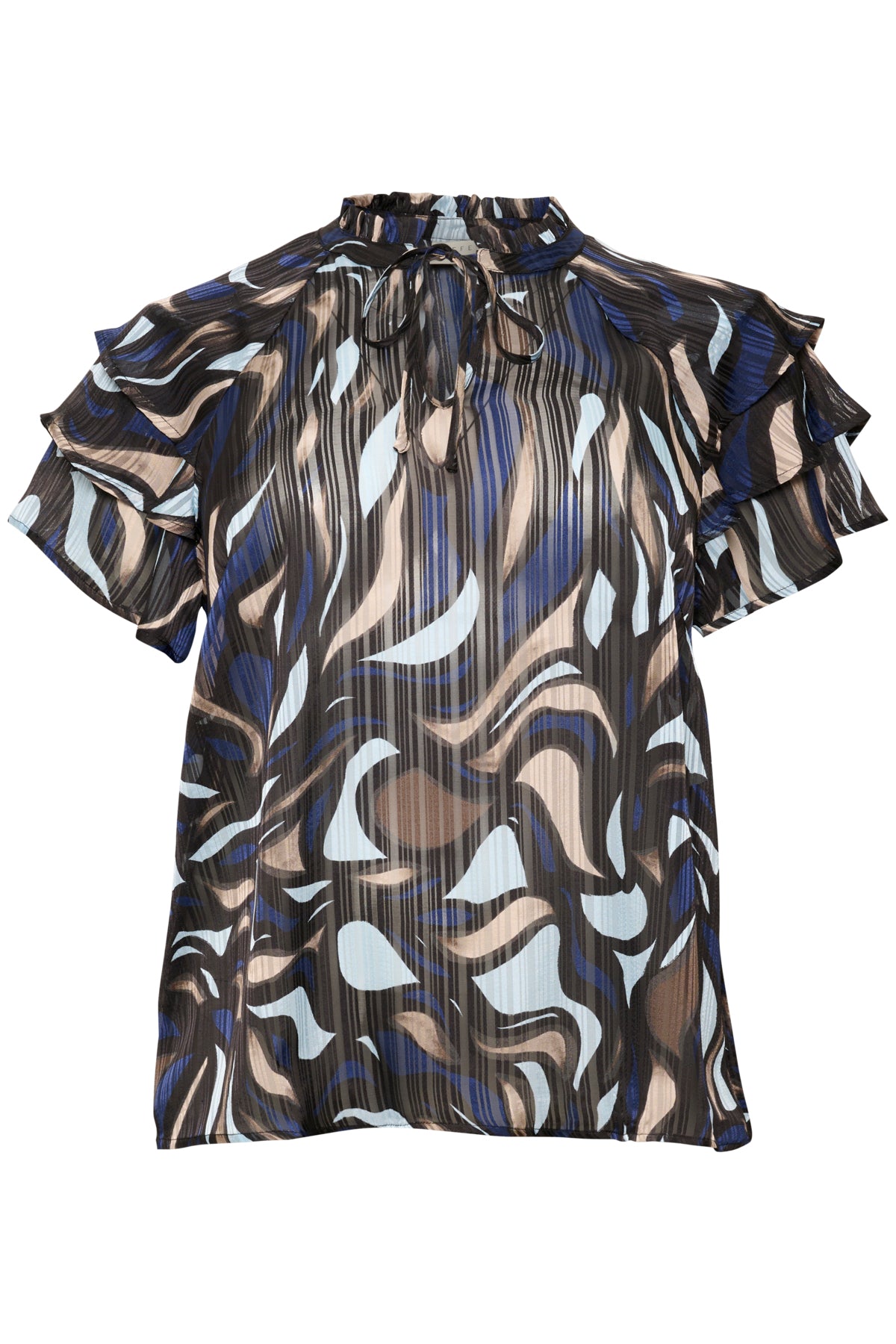 KCmarga Flounce Blouse - Blue/Black