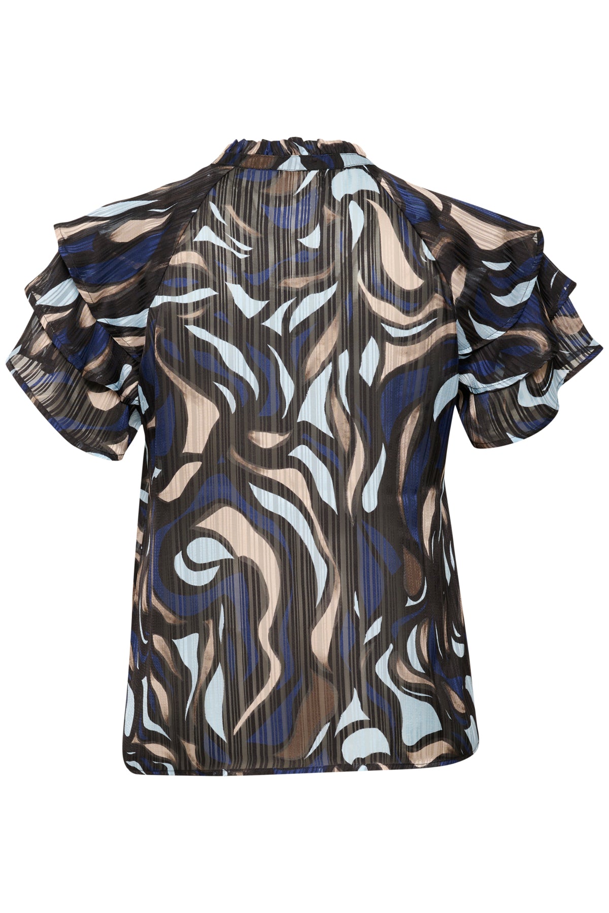 KCmarga Flounce Blouse - Blue/Black