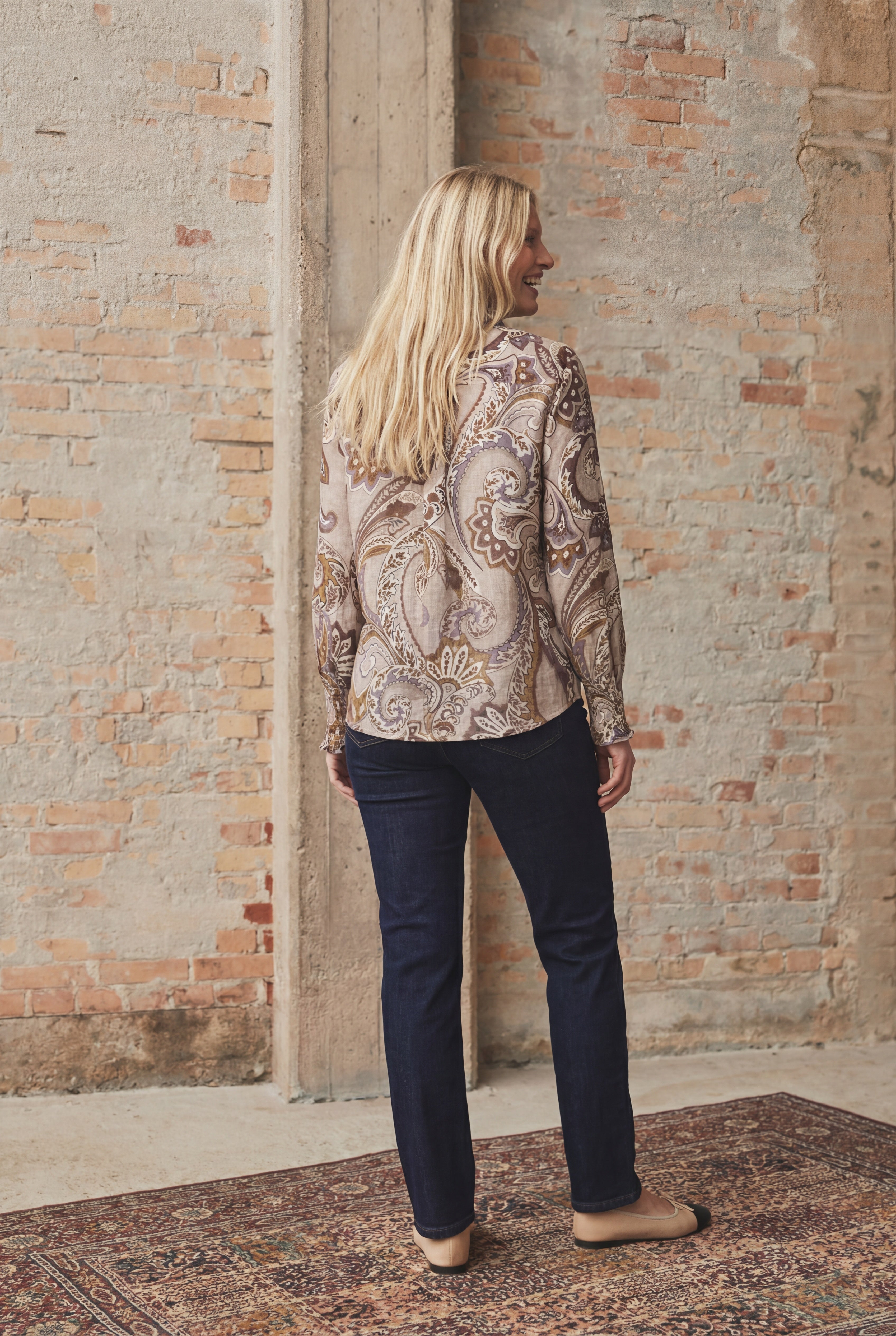 Lotta Smock Shirt - Taupe Paisley