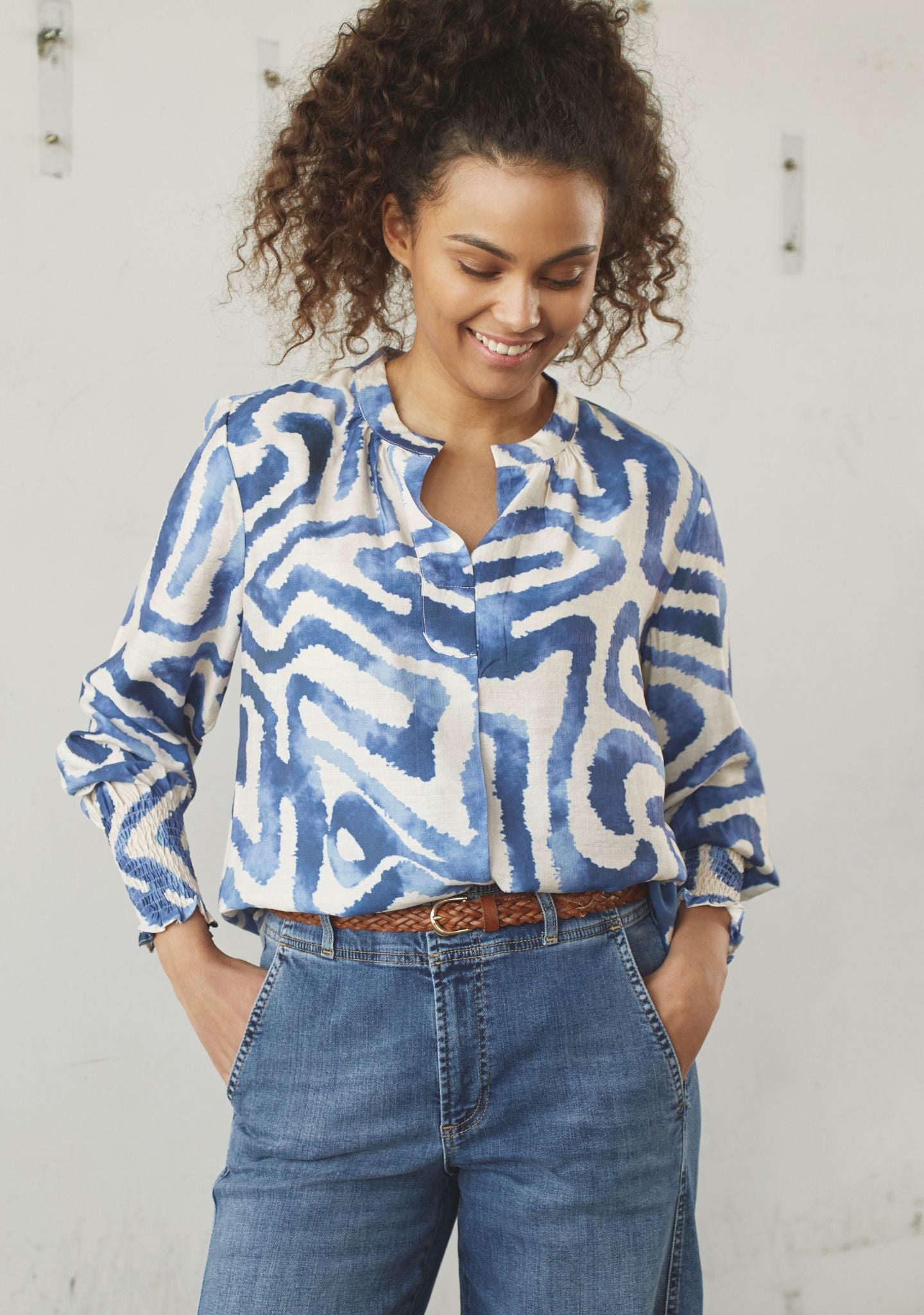 Ane Printed Blouse - Blue