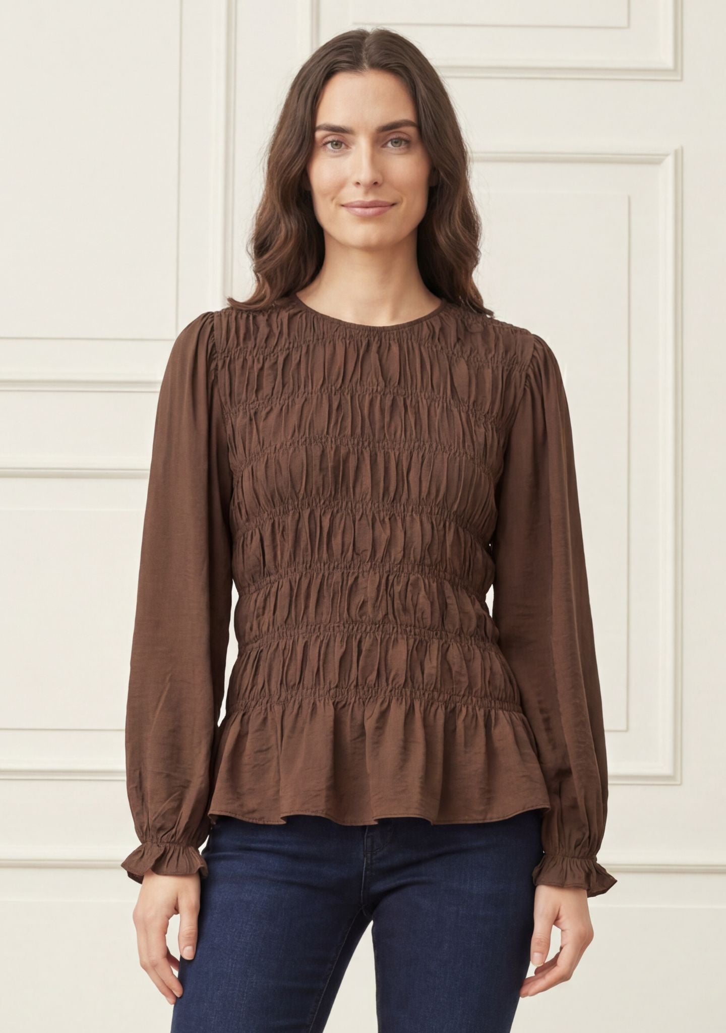 Noel Smock Blouse - Dark Brown