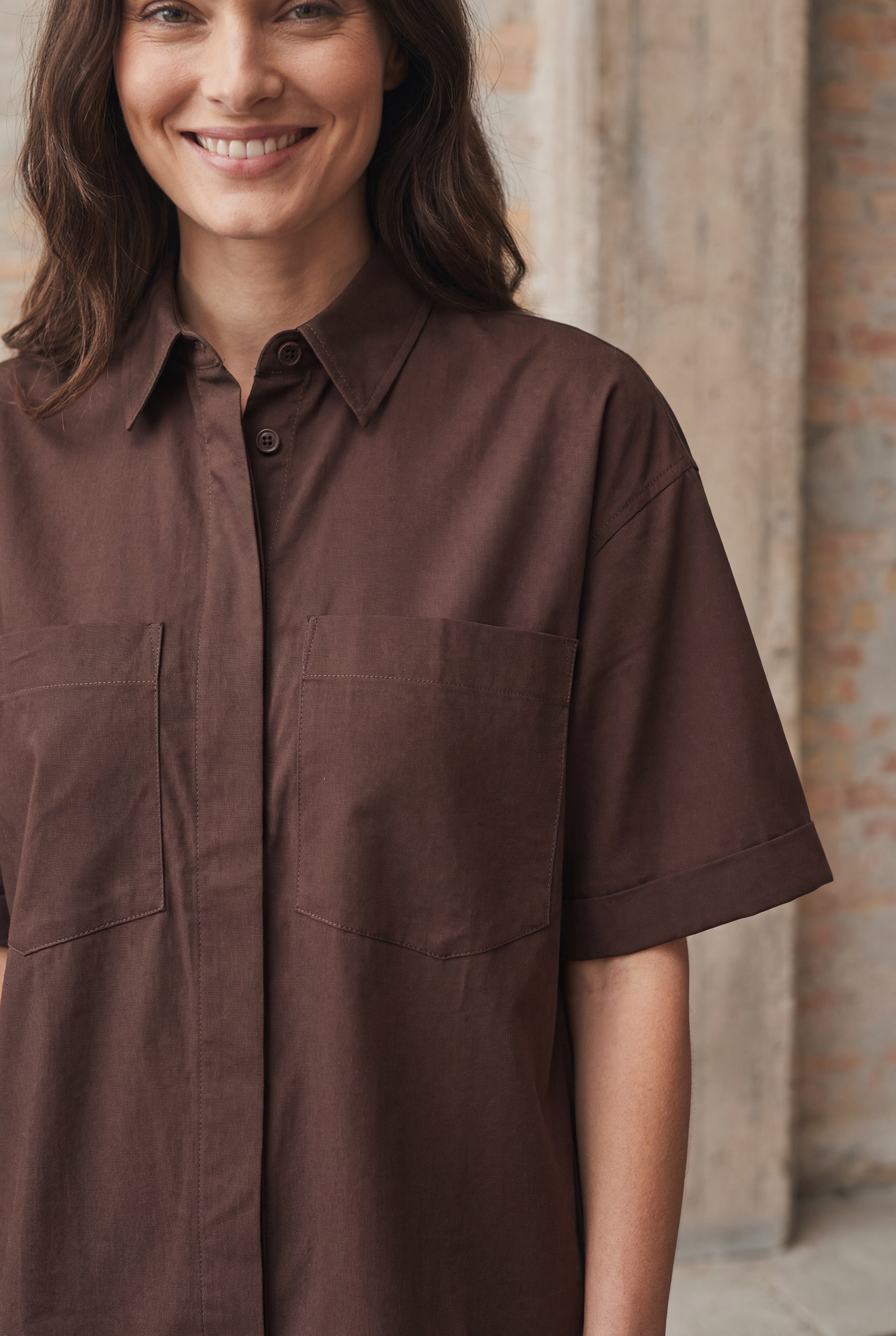 Sigga Pocket Shirt - Dark Brown