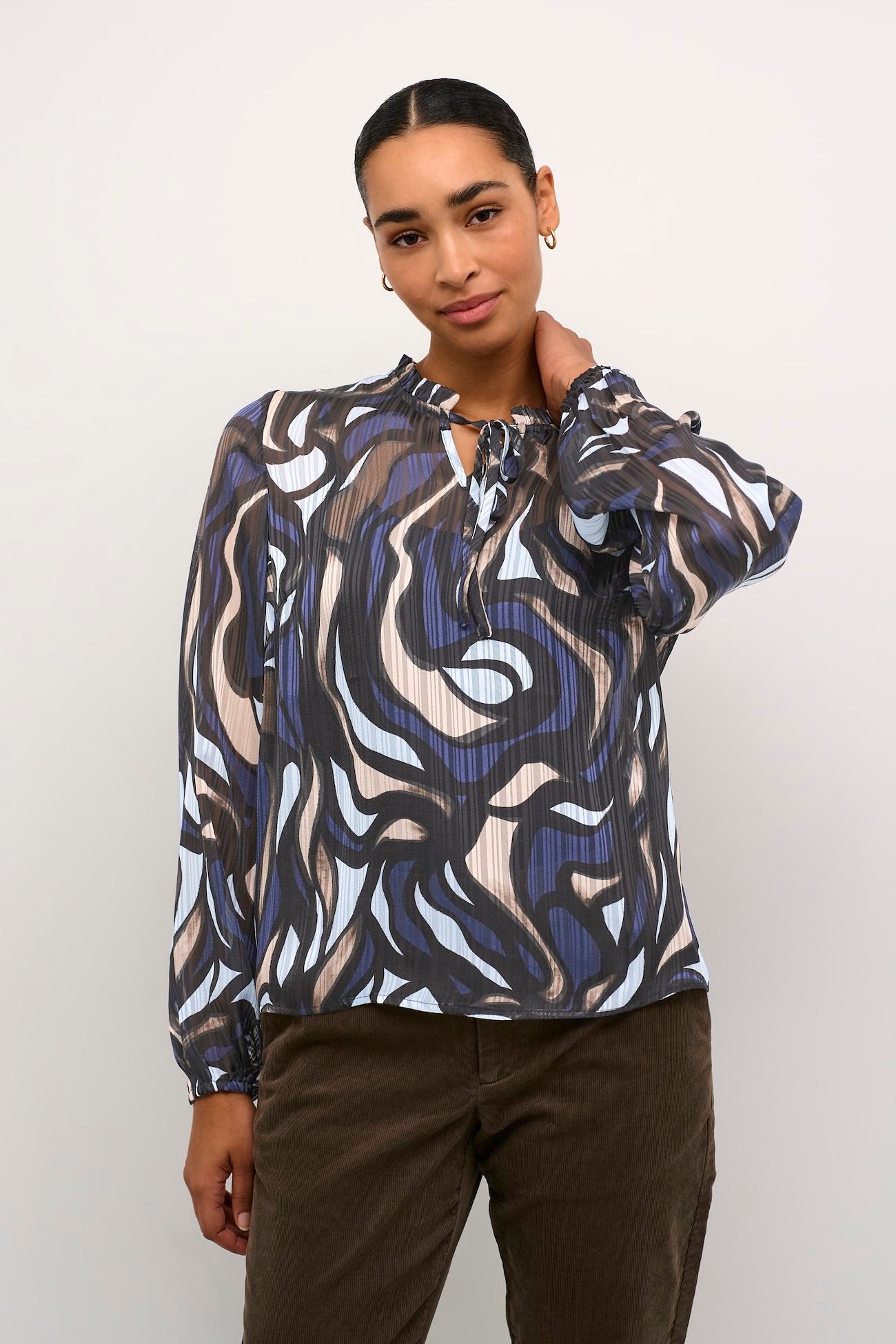 KAmargo Blouse - Blue/Grey Abstract