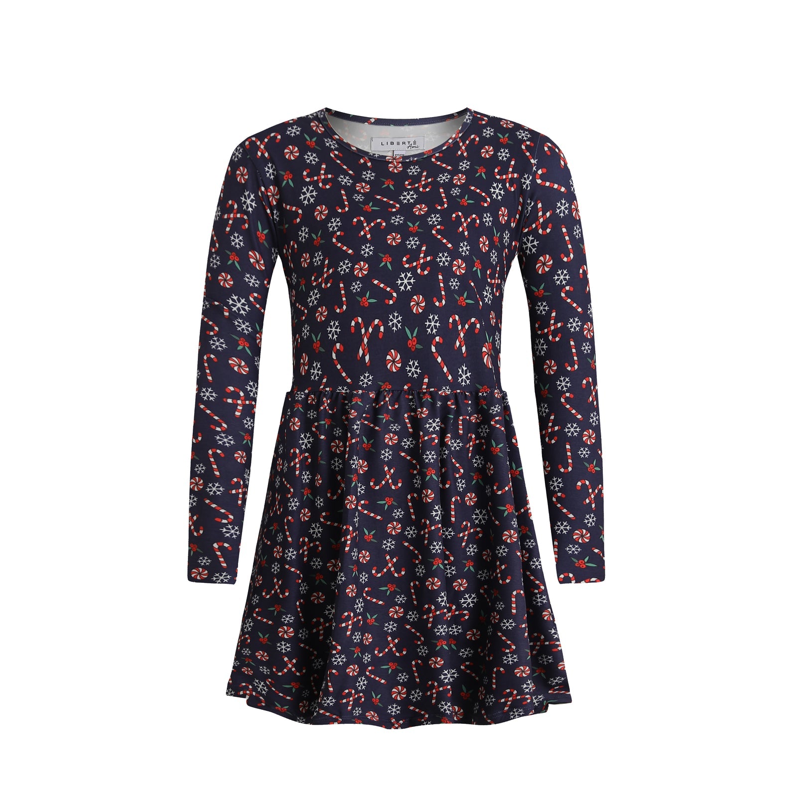 Alma Babydoll Dress Candycane - Navy