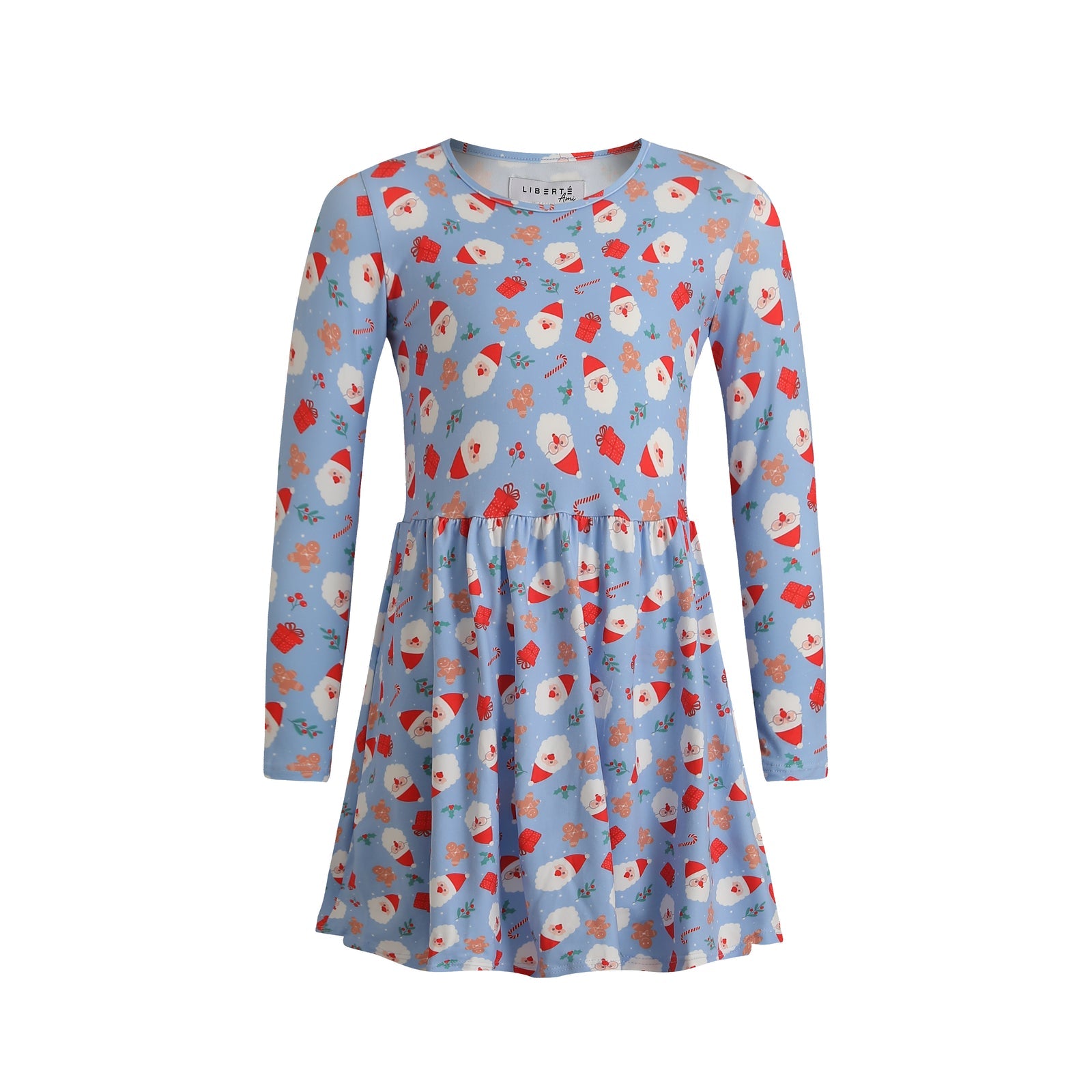 Alma Babydoll Dress Santa - Skyblue