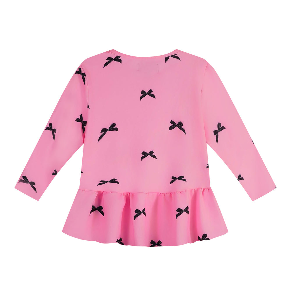 Alma LS Frill Shirt - Pink Bow