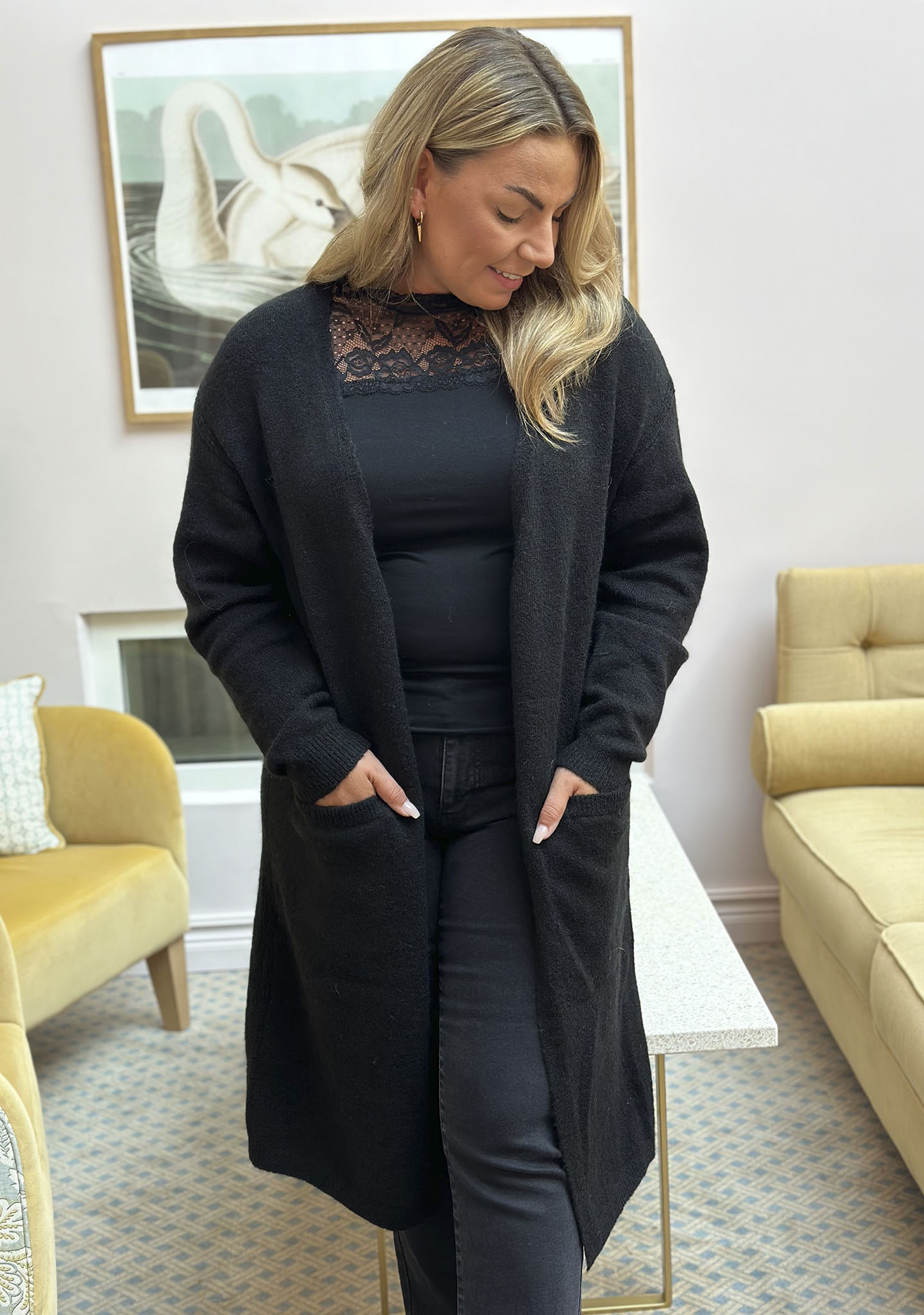 Anna Long Cardigan - Black