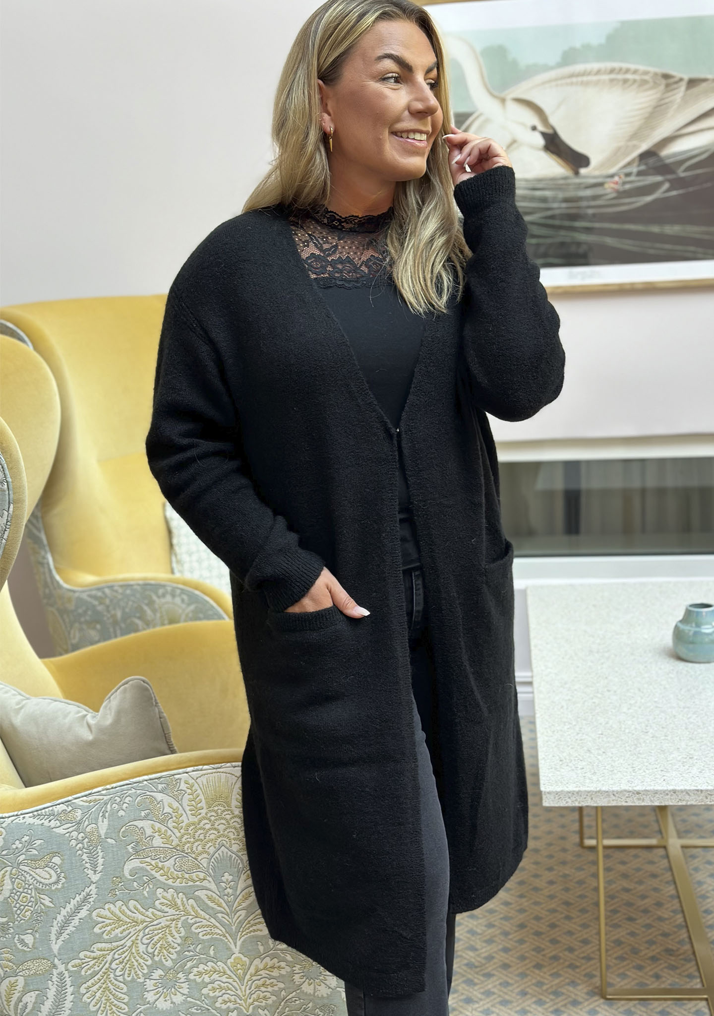 Anna Long Cardigan - Black