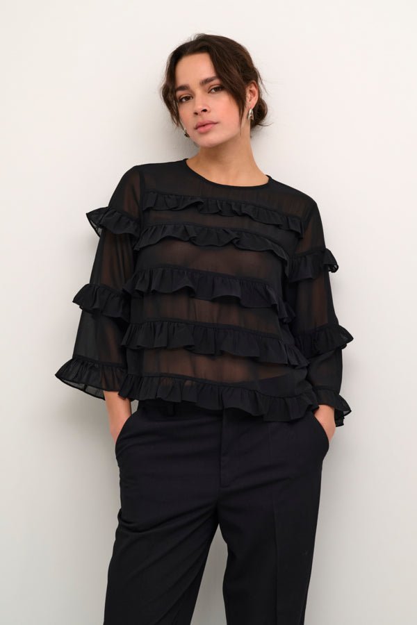 KAninna O-Neck Blouse - Black Deep
