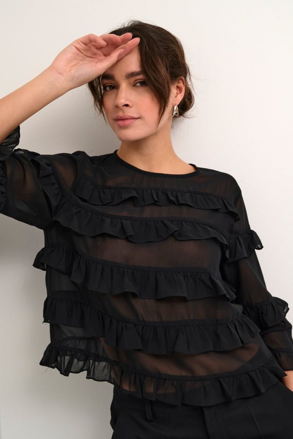 KAninna O-Neck Blouse - Black Deep