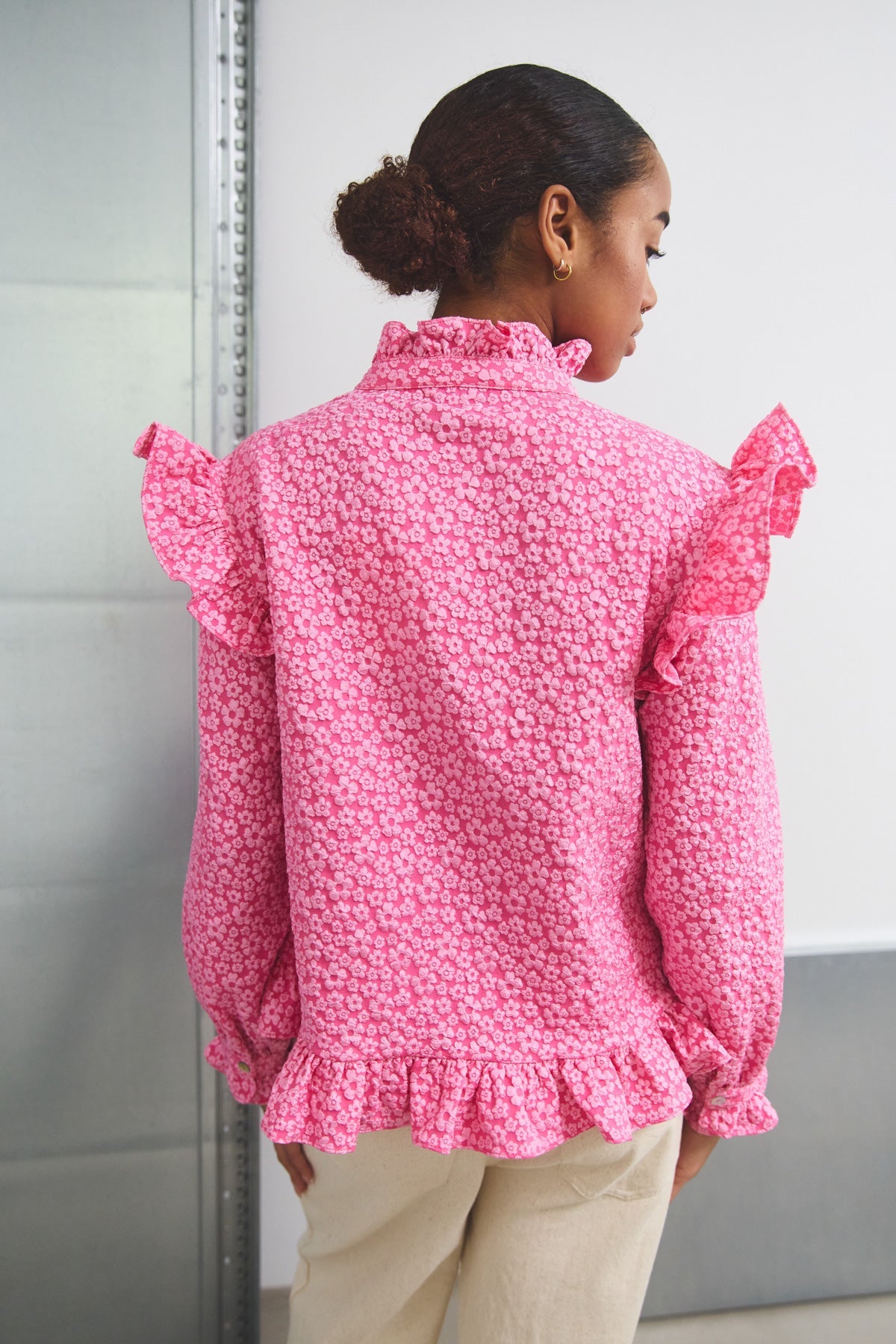 Reno Ruby Ruffle Blouse - Bright Pink