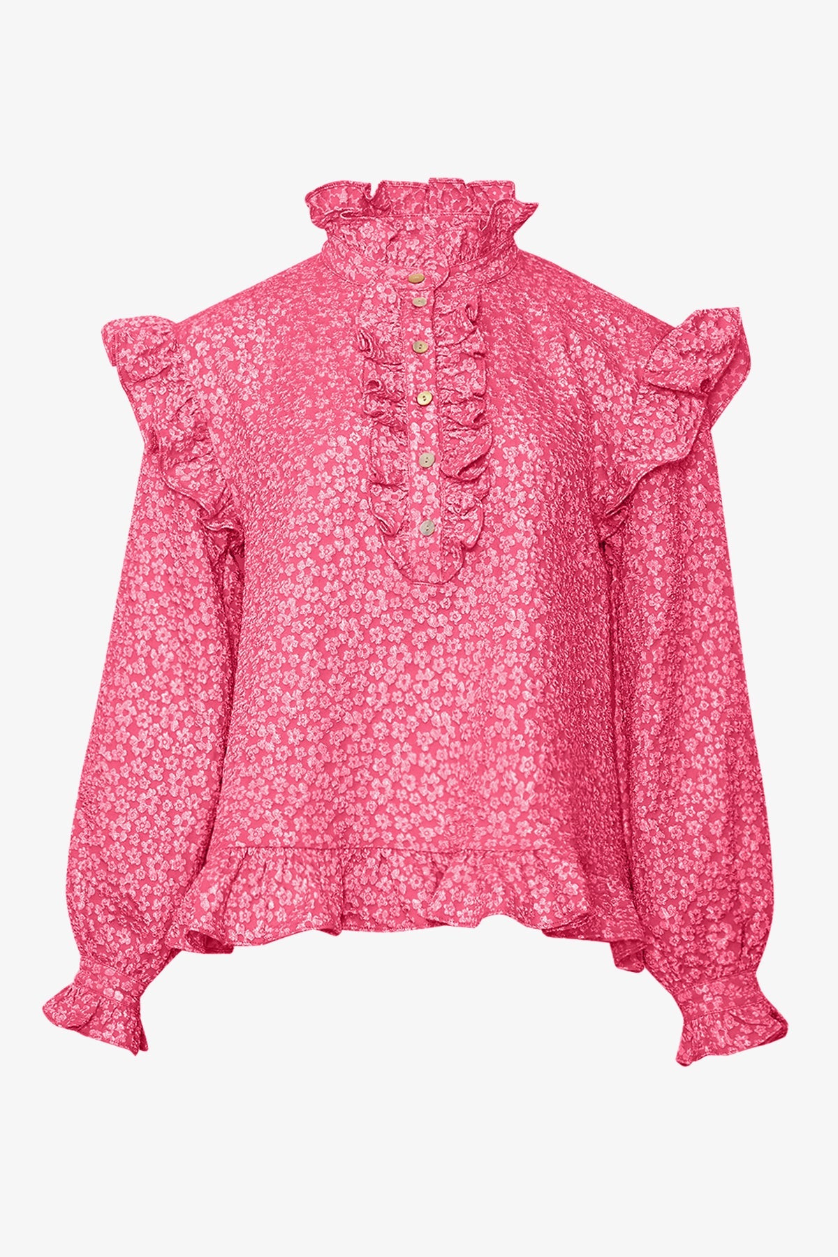 Reno Ruby Ruffle Blouse - Bright Pink