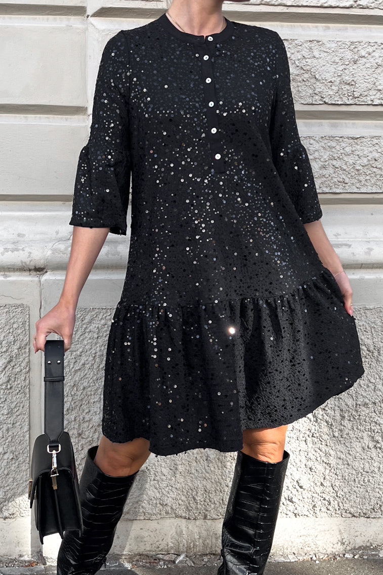 Verona Short Dress - Black Sequins
