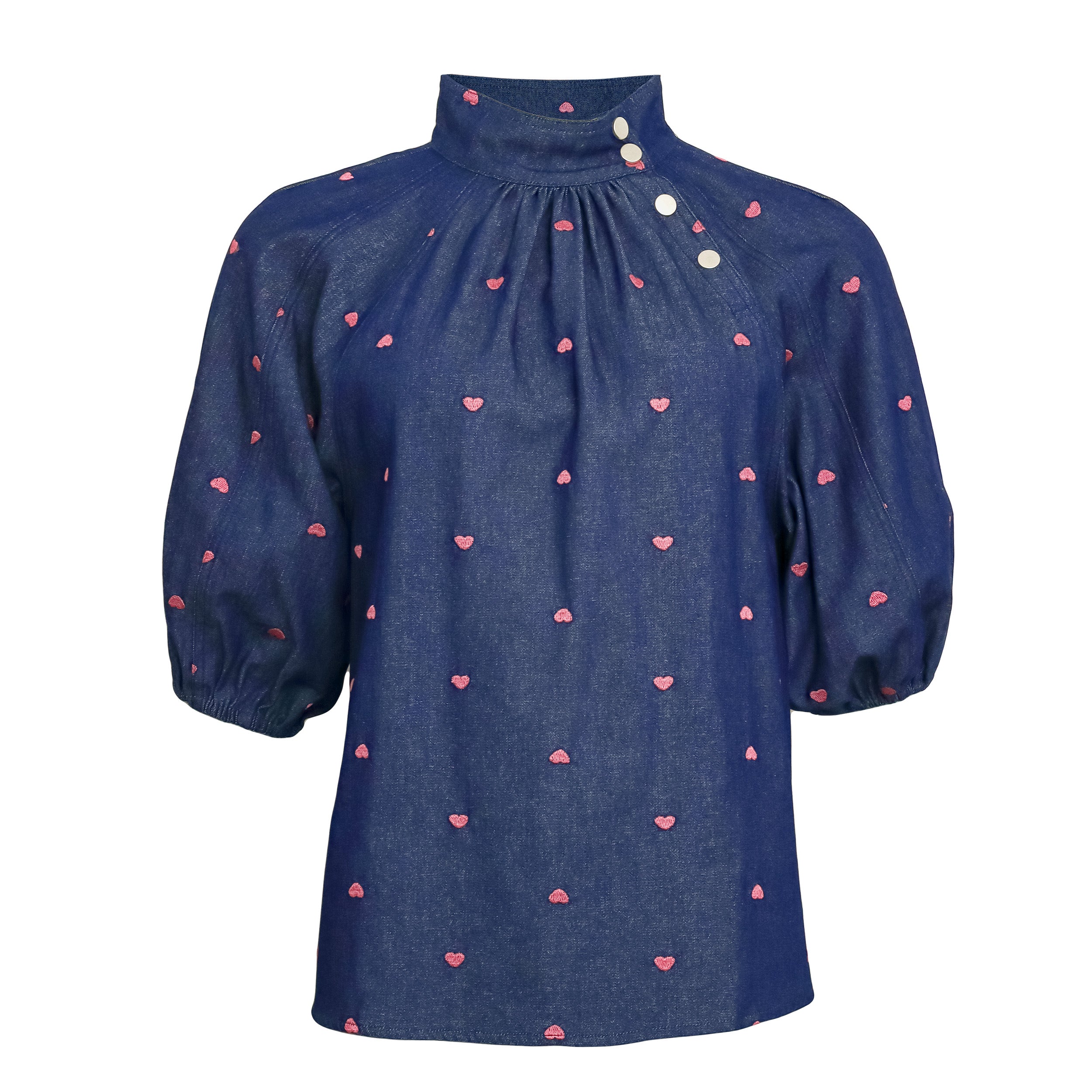 Tatum Blouse - Denim Heart