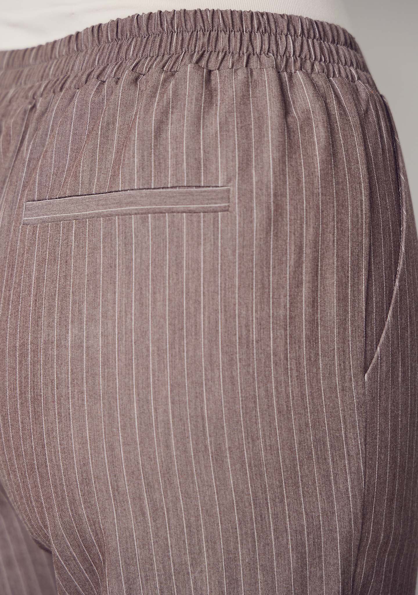 Jessi Basic Pants - Taupe Pinstripe