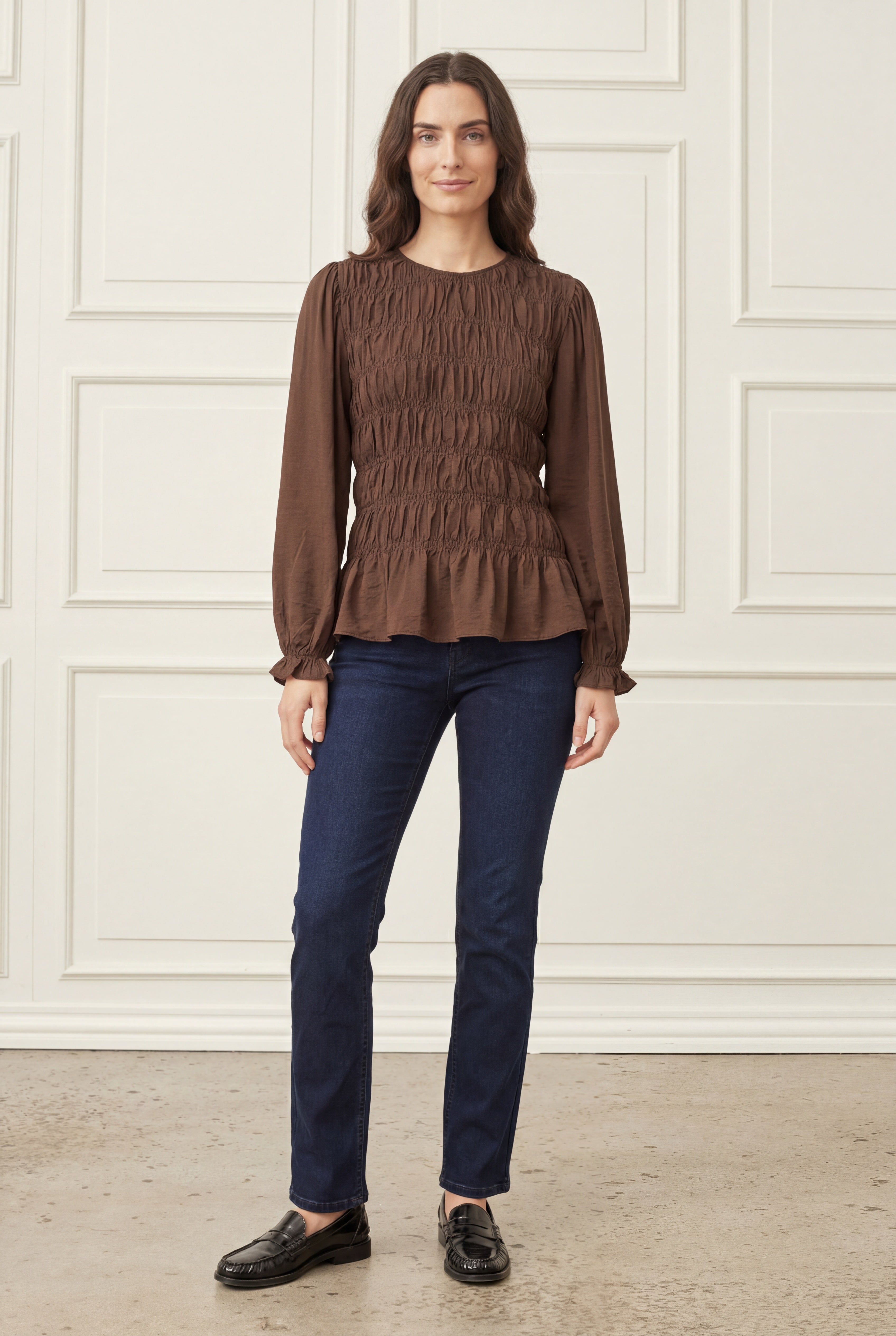 Noel Smock Blouse - Dark Brown