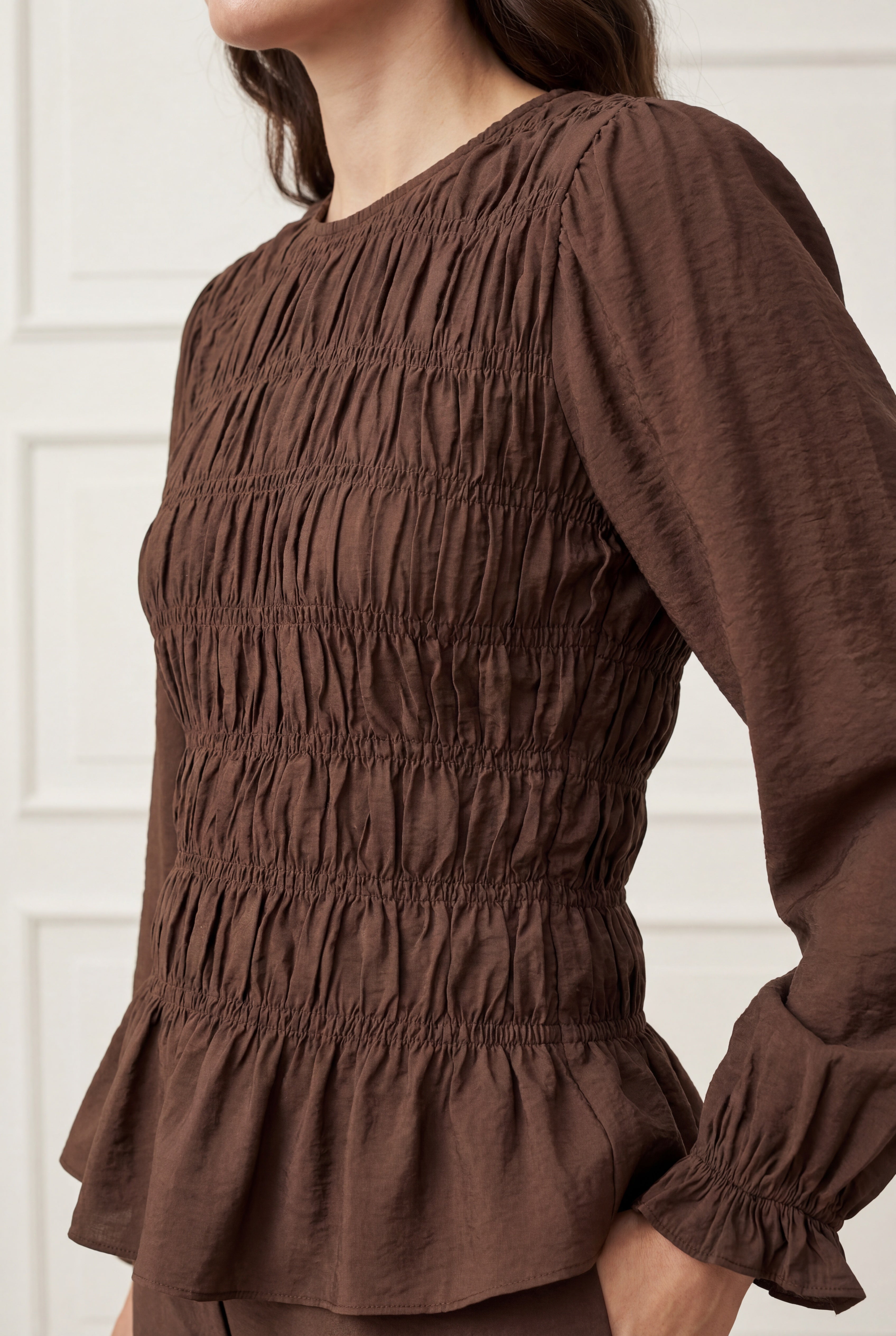 Noel Smock Blouse - Dark Brown